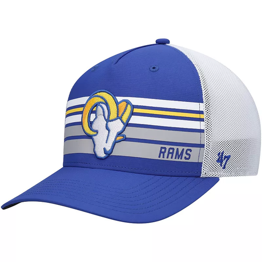 Men's '47 Royal/White Los Angeles Rams Altitude II MVP Trucker Snapback Hat, Blue