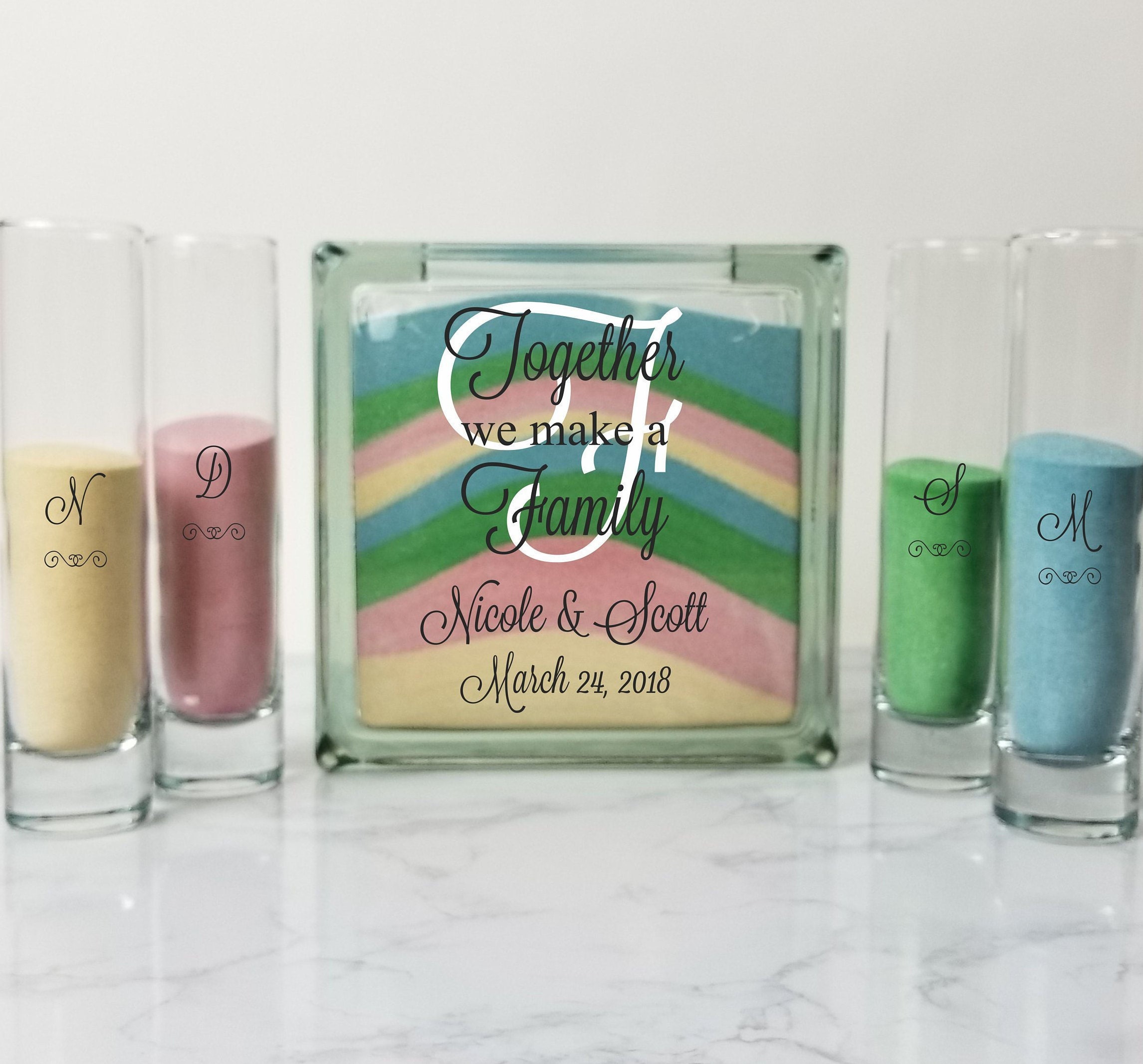 Blended Family Sand Ceremony Set - Unity Candle Alternative Together We Make A Beach Wedding Decor -Blended Theme