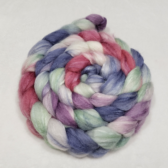 Polwarth & Silk Hand Dyed Roving - 60/40 4 Oz Spinning Fiber Top Felting Fiber