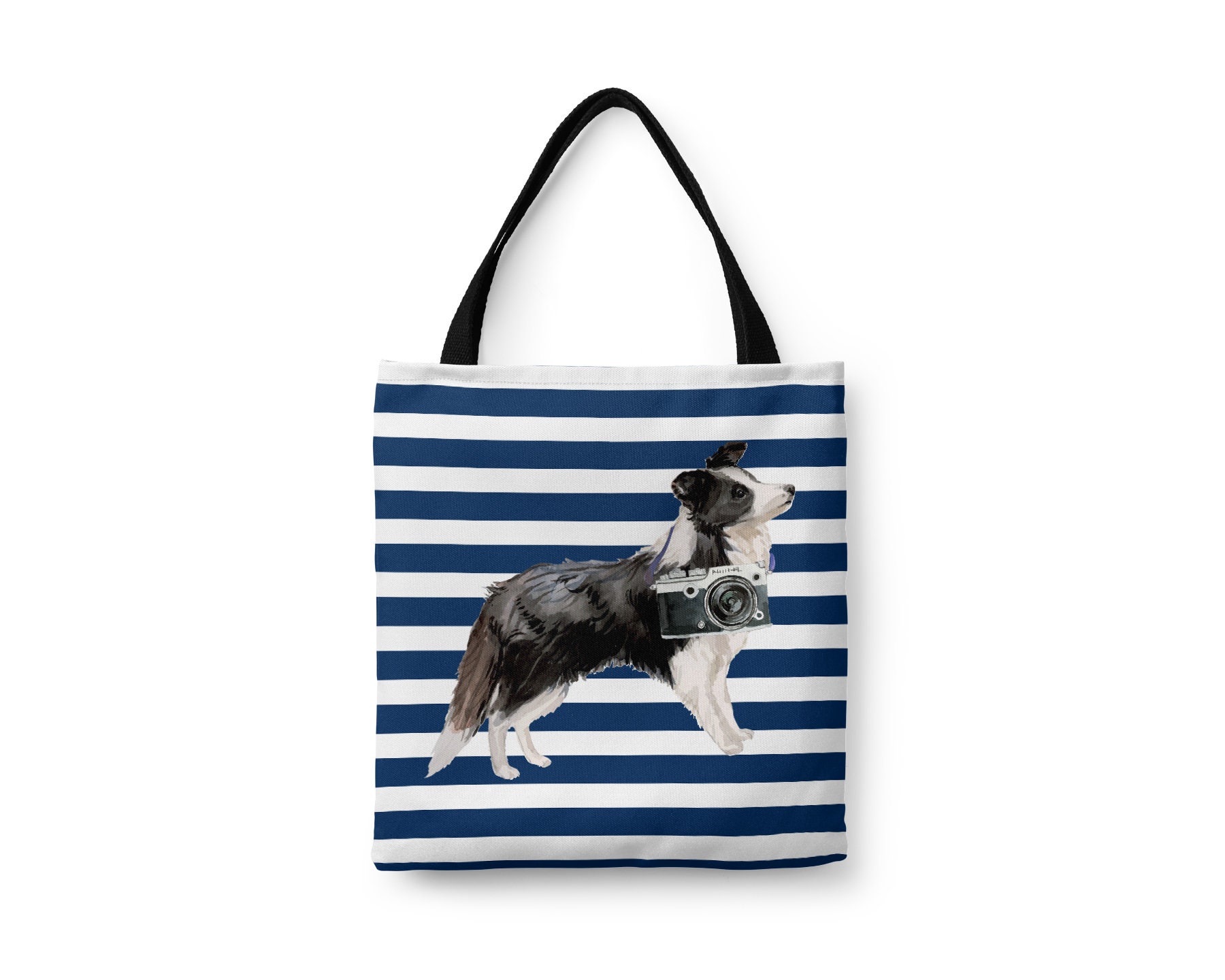 Border, Rough, White Collie Tote Bag - Illustrated Dogs & 6 Travel Inspired Styles. All Purpose For Work, Shopping, Life. Scottish Sheepdog