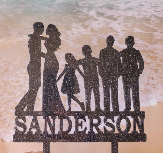 Blended Family Topper, Wedding Cake Bride Same Height, Groom Tall Top