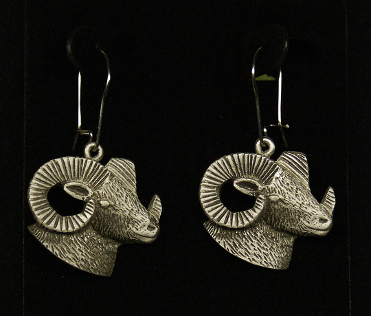 Empire Pewter Big Horn Sheep/Ram Dangle Earrings