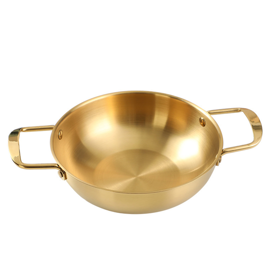 Noodle Pan Convenient Double Handle Design Stainless Steel Frosted Thick Ramen Pan for Kitchen - golden, l