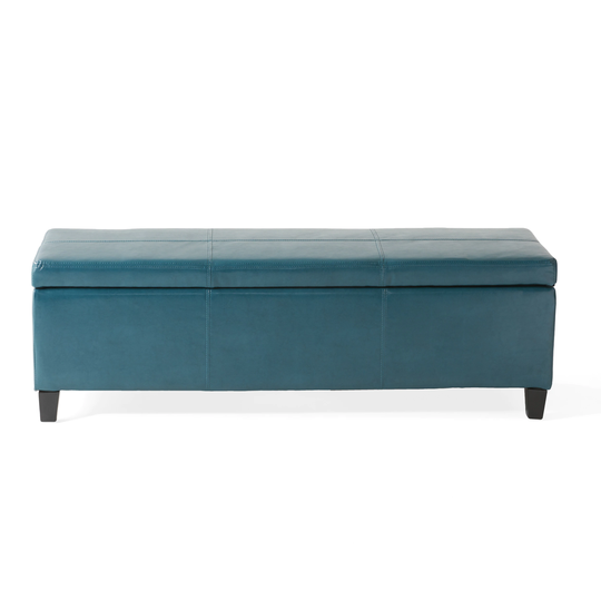 Best Selling Home Decor Glouster Midcentury Teal Polyester/Polyester Blend Rectangle Integrated Storage Ottoman in Blue | 296848