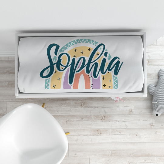 Custom Changing Pad Cover, Personalized Baby Rainbow Illustration Mattress Shower Gift, Gift For New Mom, Family