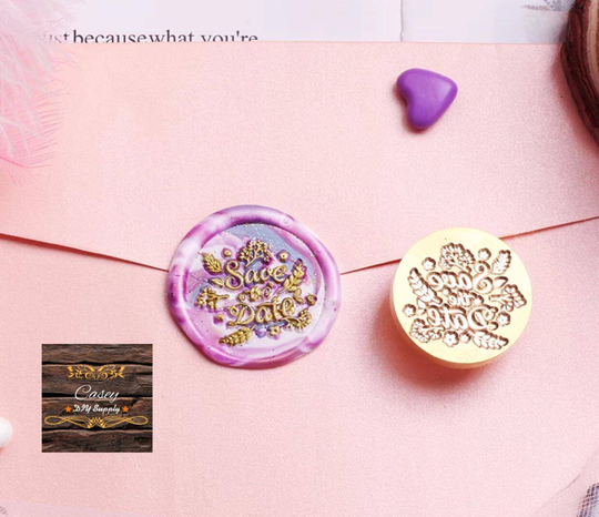 30mm Save The Date Wax Seal Stamp, Save Stamp With Wooden Handle, Party Seal, Wedding Stamp