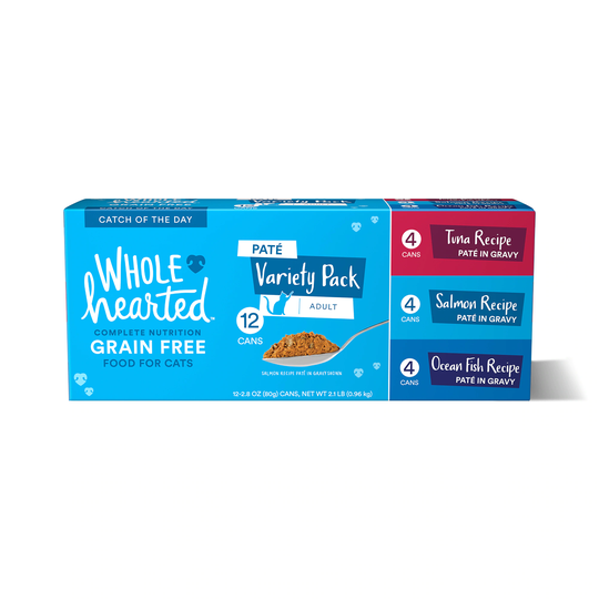 WholeHearted WholeHearted Grain Free Pate Catch of the Day Wet Cat Food Variety Pack for All Life Stages, 2.8 oz. | 2916750