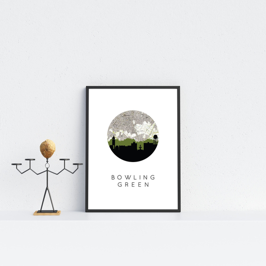 Bowling Green Map Art, Kentucky Art Print, College Apartment Decor, Kentucky Wall Art, Kentucky Football