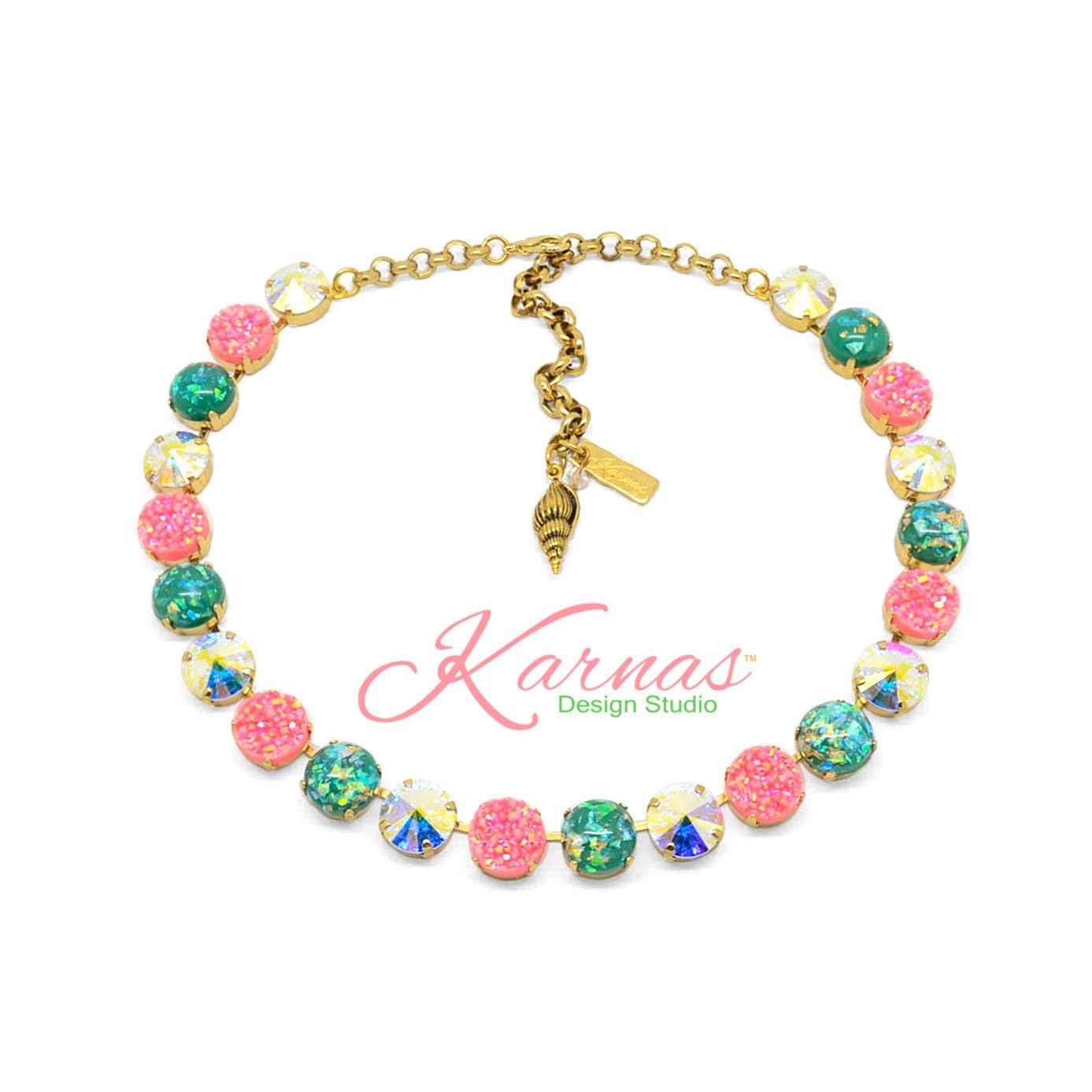 Ocean Magic Krackle & Druzy Collection 12mm Necklace Crystal Choose Finish Karnas Design Studio Free Shipping