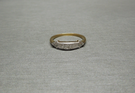 Antique Estate C1930 14K Two Tone Gold Orange Blossom Hand Engraved No Stone Art Deco Wedding Band/Promise Ring Sz 6