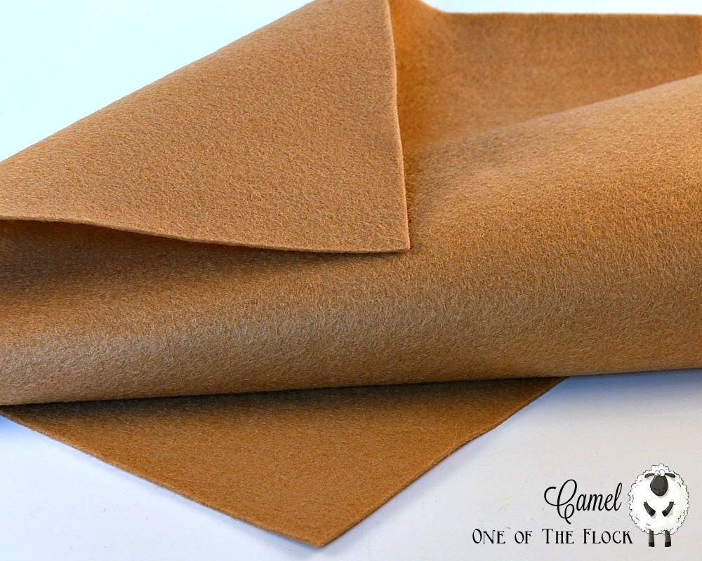 Camel Wool Felt, Merino Blend Felt Yardage, Fabric, Beige Yardage