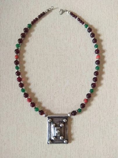 Moroccan Silver Saharian Necklace With Old Coral Beads, Necklaces, Jewelry