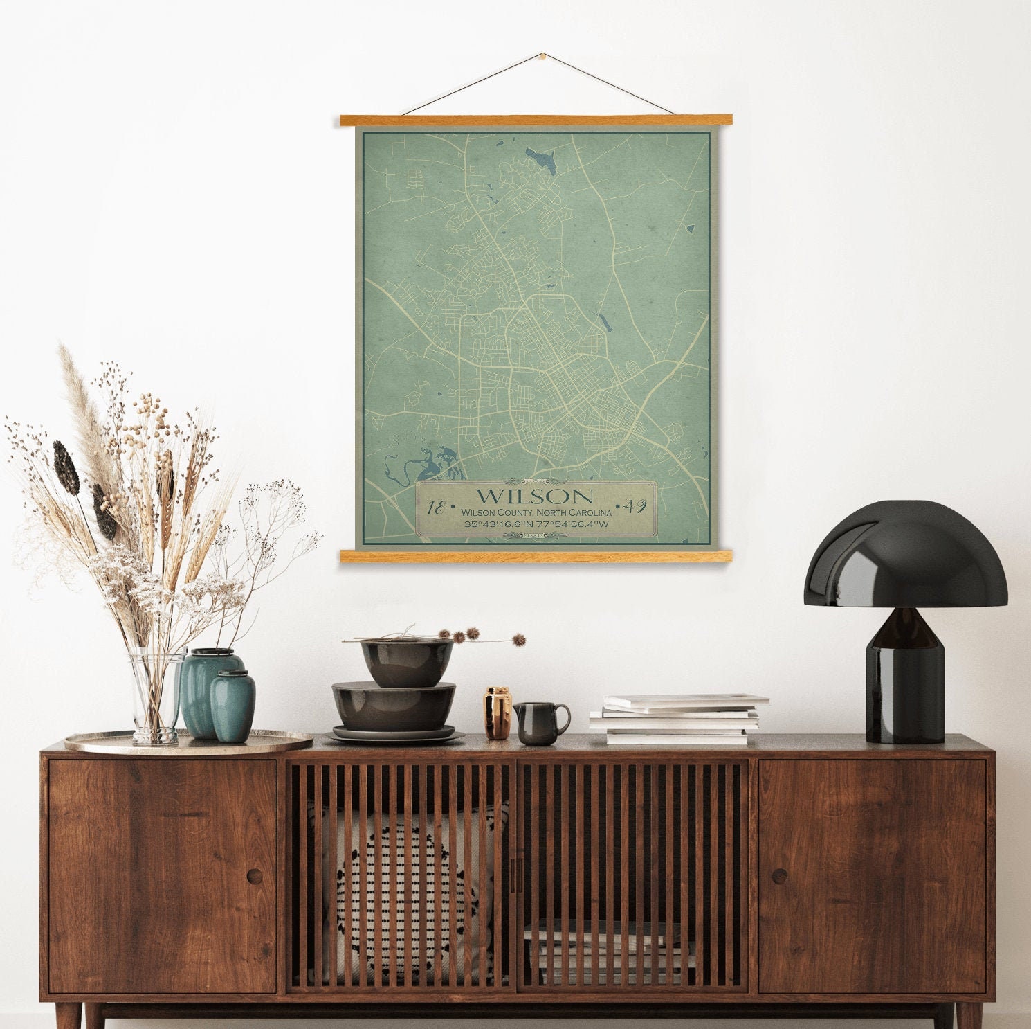 Wilson North Carolina Vintage Street Map | Hanging Canvas Of Nc Printed Marketplace