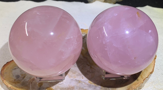 Rose Quartz Spheres. 62mm