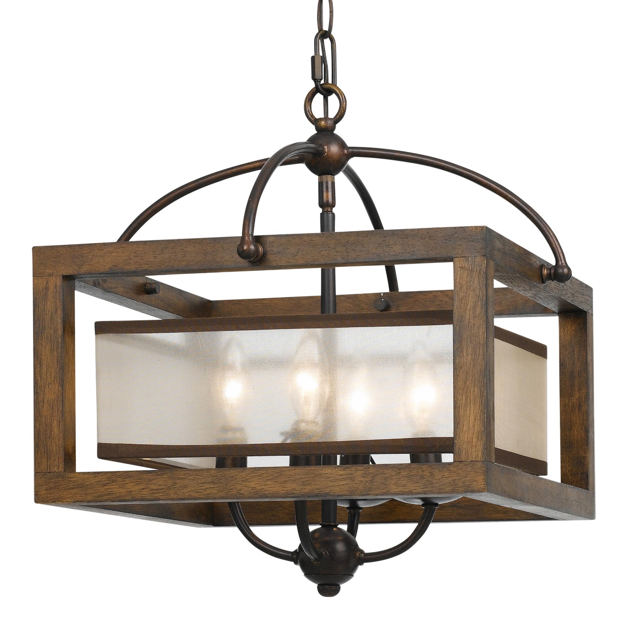 Wood and Bronze 4 Light George Pendant Lamp by World Market