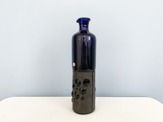 Vintage Brutalist Imprisioned Glass Bottle Or Carafe By Felipe Filipe Derflingher For Feders