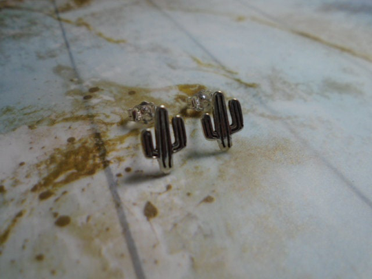 Saguaro Cactus Sterling Silver Stud Earrings