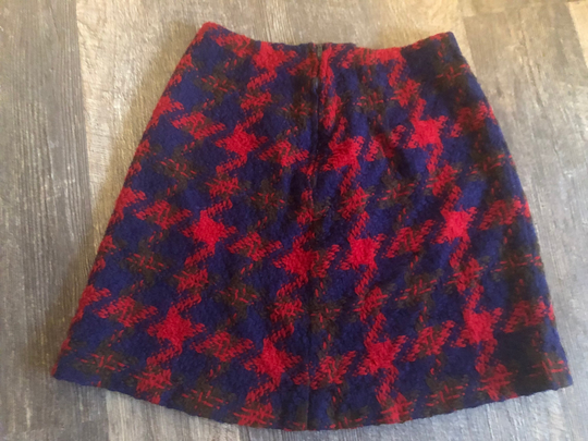 Women's Vintage 70S Navy & Red Plaid Skirt. Four Corners Brand. 19" Long Waist 28"