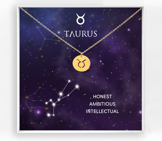 Taurus Necklace - Zodiac Sign Necklace, Zodiac Taurus, Constellation Taurus Gold