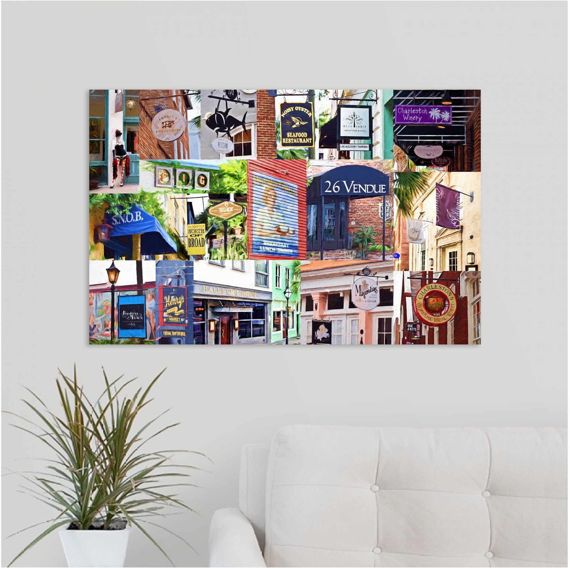 Signs Of Charleston Art Print, Good Times, Popular Restaurants Bars Sc, Lover, Framed/Unframed Canvas/Print
