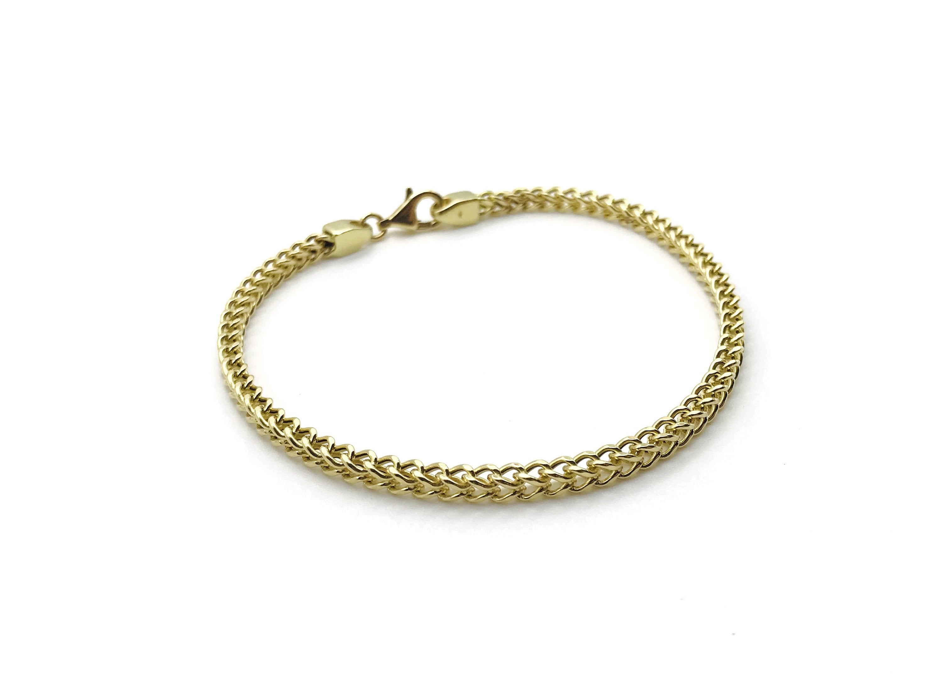 18K Yellow Gold Bracelet Modern Foxtail Link For Men & Women Solid Made in Italy