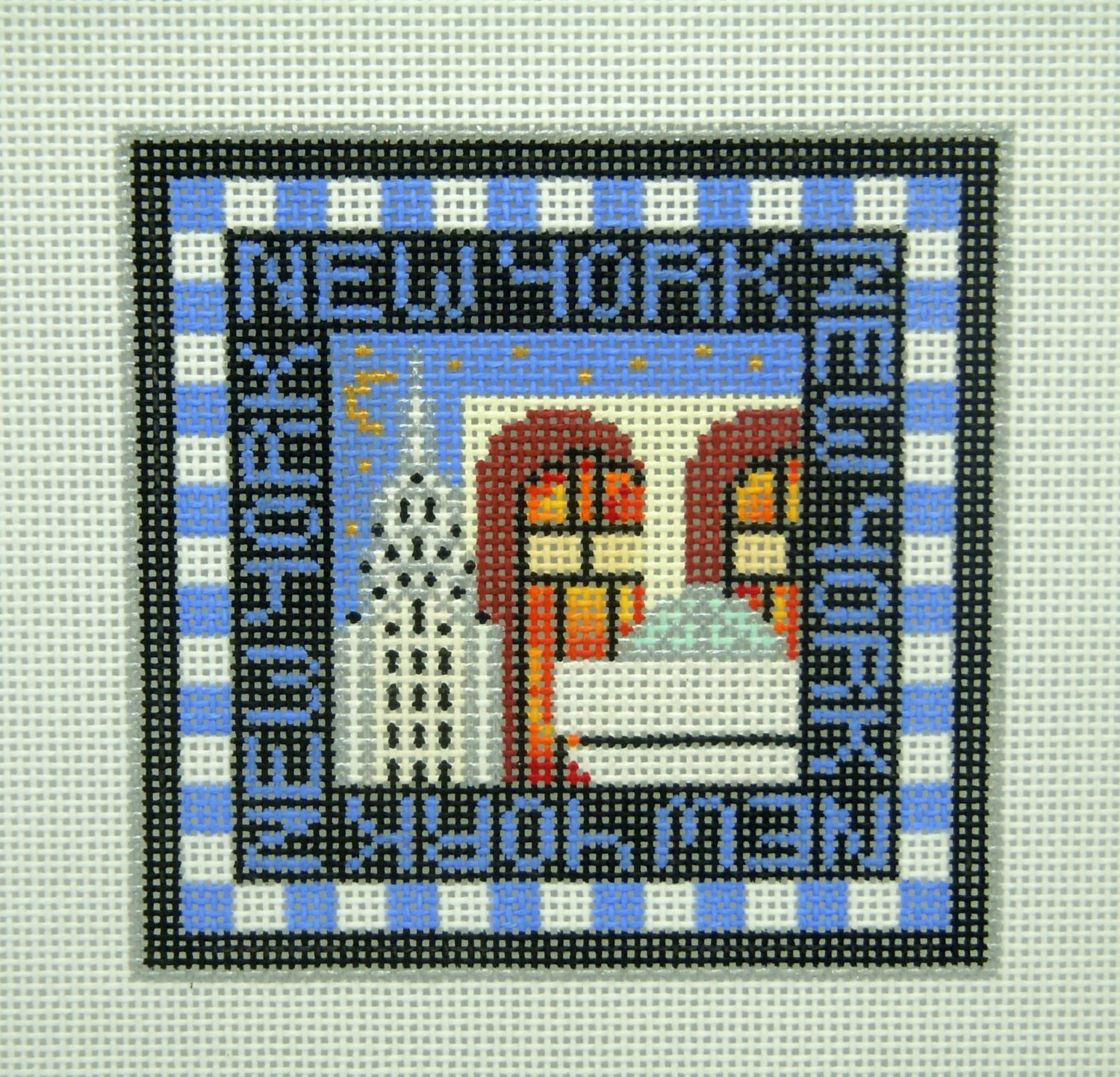 Needlepoint Handpainted Canvas New York Amanda Lawford 5x5 13M -Free Us Shipping