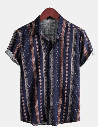 Cotton Modern Casual Blend Men Shirt, Short Sleeve, Summer Cotton Wear, Linen