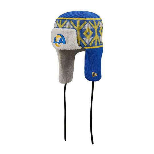 Men's New Era Royal Los Angeles Rams Knit Trapper Hat, Blue