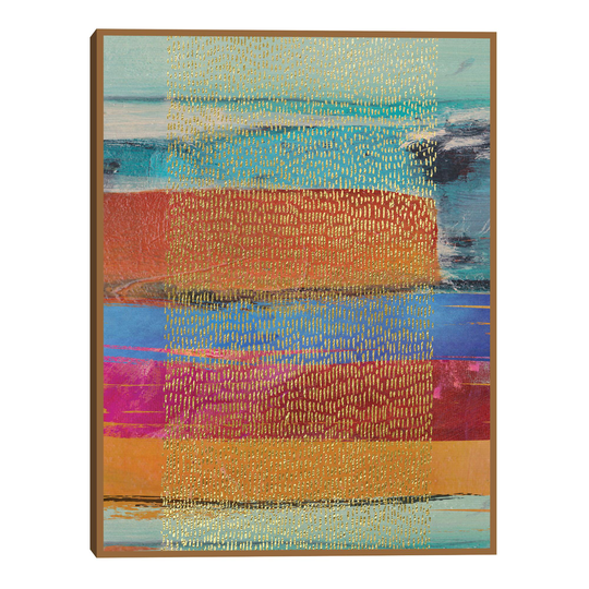 Golden Rain By Nikki Chu Framed Canvas Wall Art: Blue/Orange/Multi by World Market
