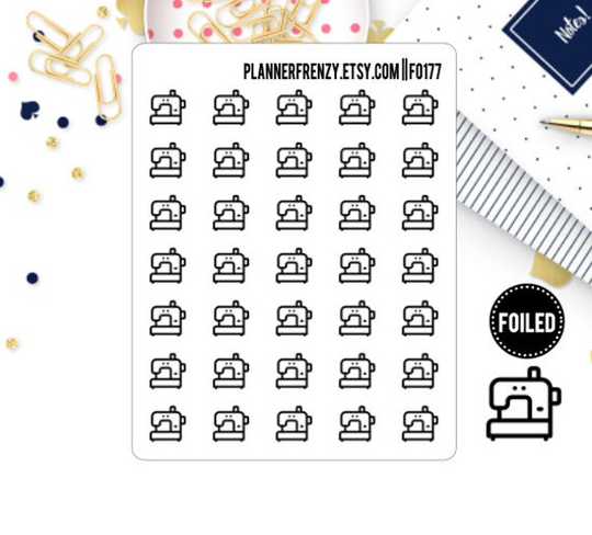 35 Foiled Clear Sewing Machine Planner Stickers Choose From 37 Foil Colors Fo177