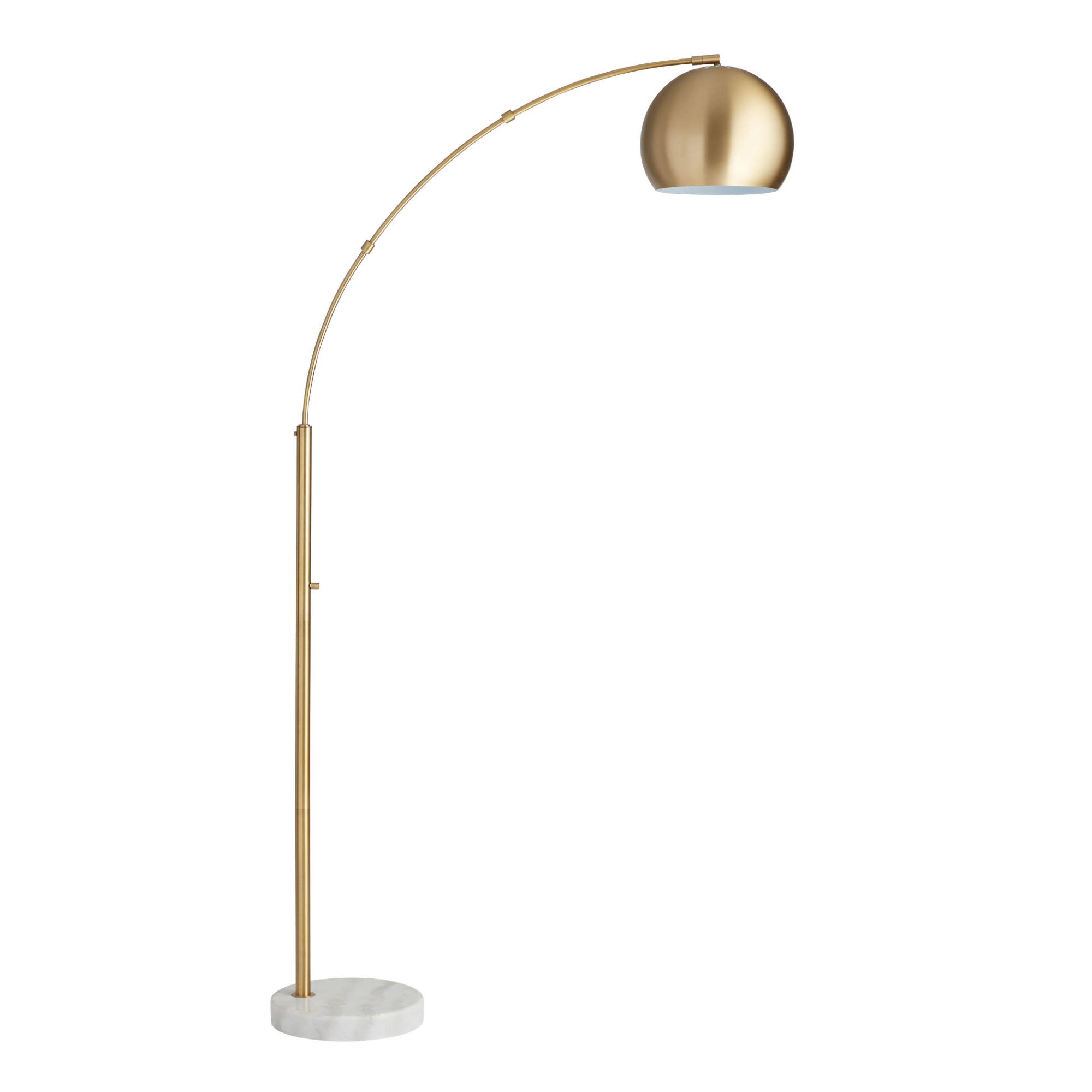 Brass Arc and White Marble Hayden Floor Lamp by World Market