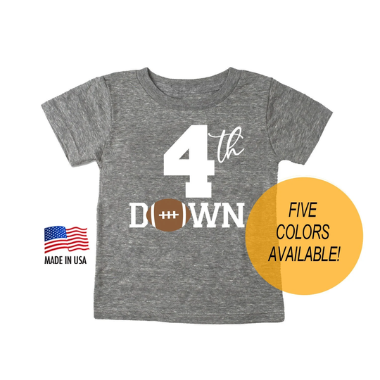 Fourth 4Th Birthday "Four' Football Tri Blend Toddler 4 T-Shirt - Boy & Girl Tee