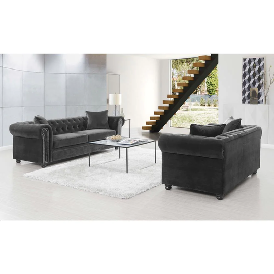 Picket House Furnishings Gramercy Modern Polyester/Polyester Blend Slate Living Room Set in Gray | UGW2882PC