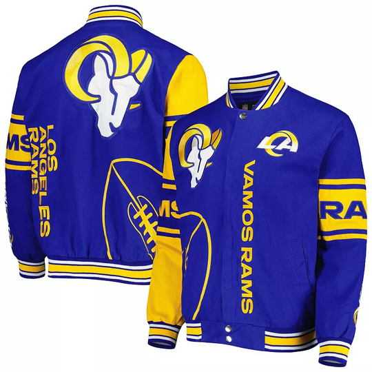 Men's JH Design Royal/Gold Los Angeles Rams Twill Full-Snap Jacket, Size: XL, Blue