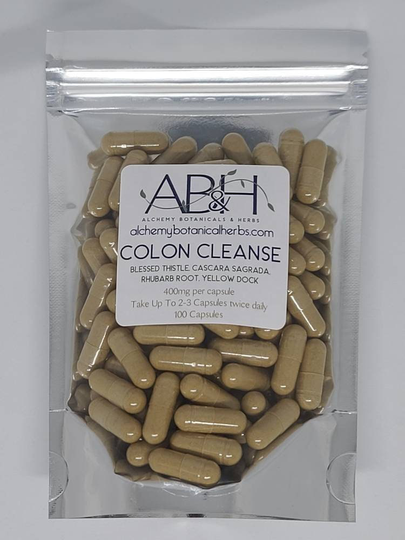 Colon Cleanse Blend Capsules 400Mg Capsule Counts 50 100 Blessed Thistle Yellow Dock Cascara Sagrada Rhubarb Root