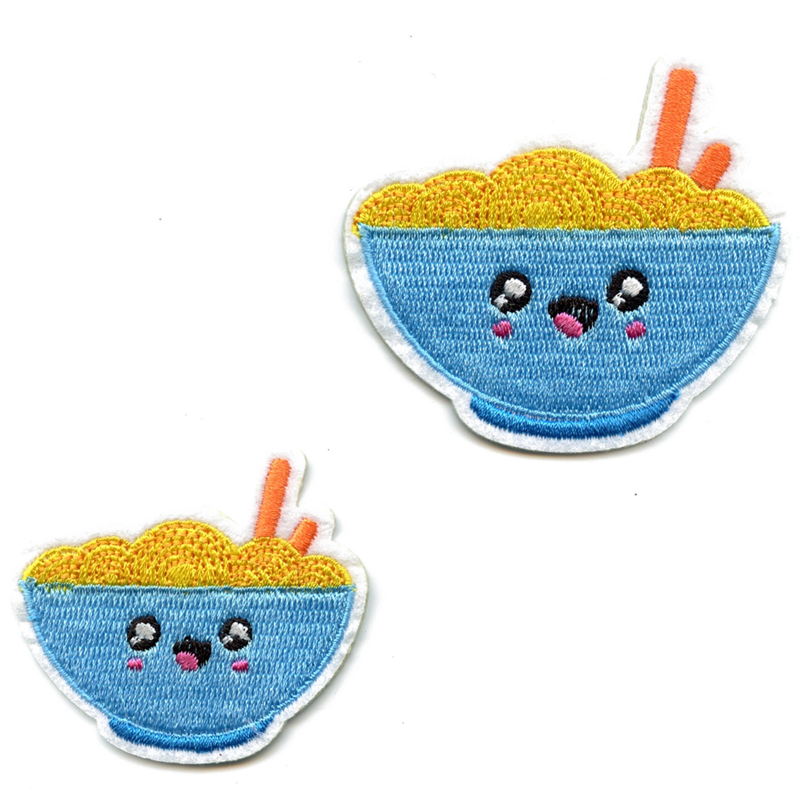 Kawaii Ramen Bowls Patch Happy Food Embroidered Iron On | 2Pc Ad6
