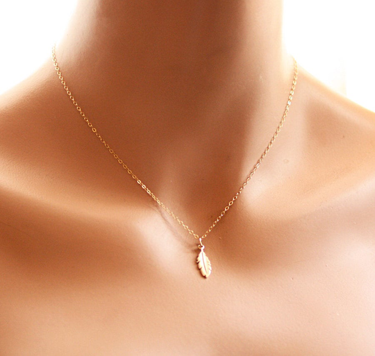Dainty Feather Necklace // Minimalist Layering Gold Fill Or Sterling Silver Jewelry