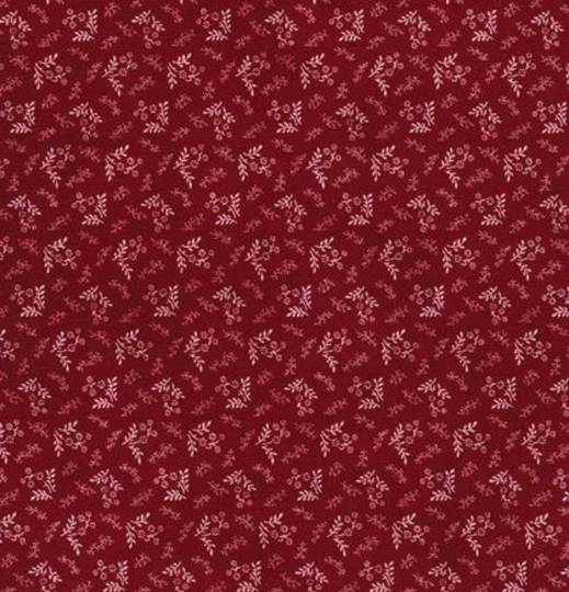 American Gathering Fabric in Red With Small, Tonal, Print