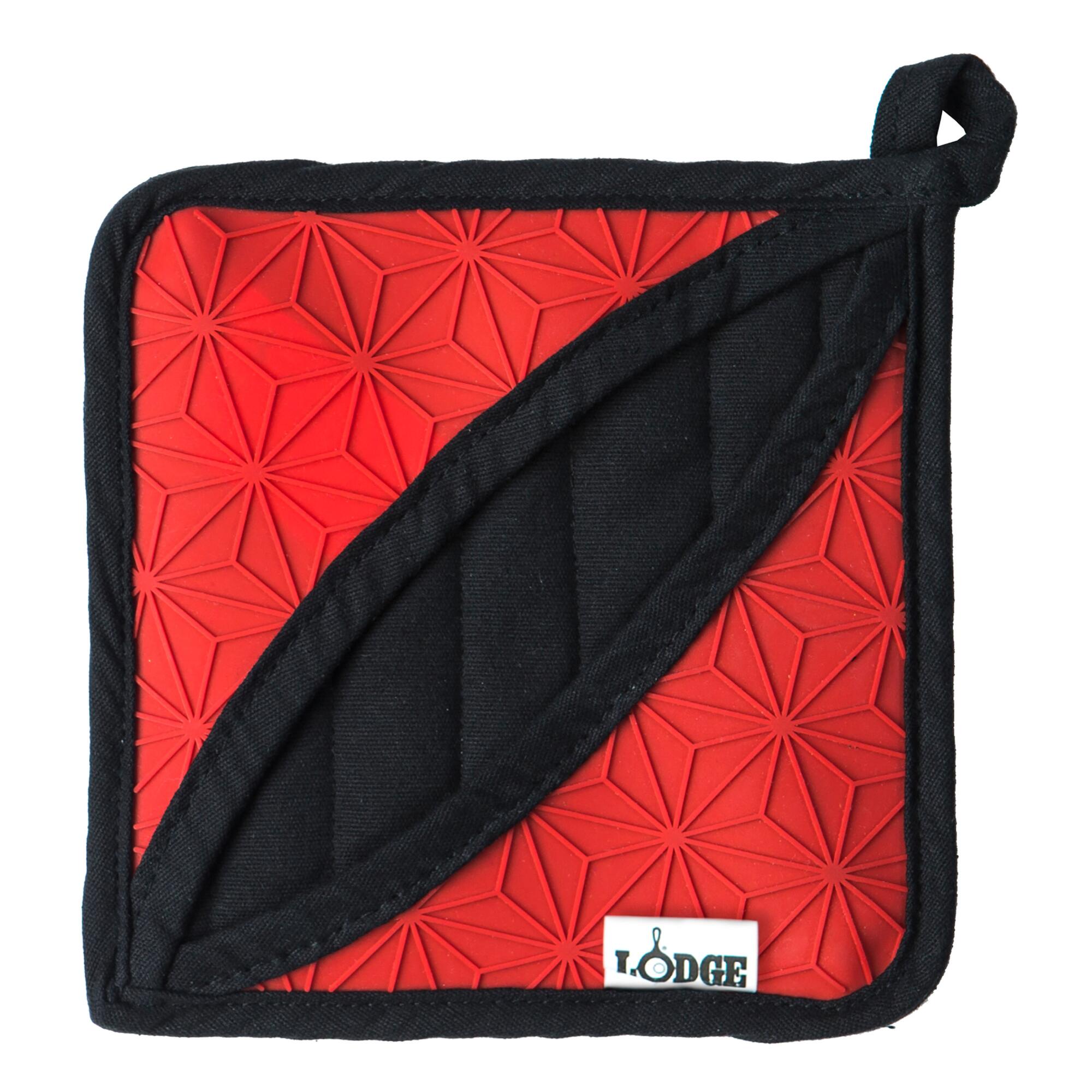 Lodge Red Silicone and Black Fabric Potholder Trivet by World Market