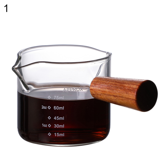 Tousimaii Coffee Cup Creative Healthy Stable Wooden Handle Double Mouth Milk Cup Glass Coffee Mug for Home - 1