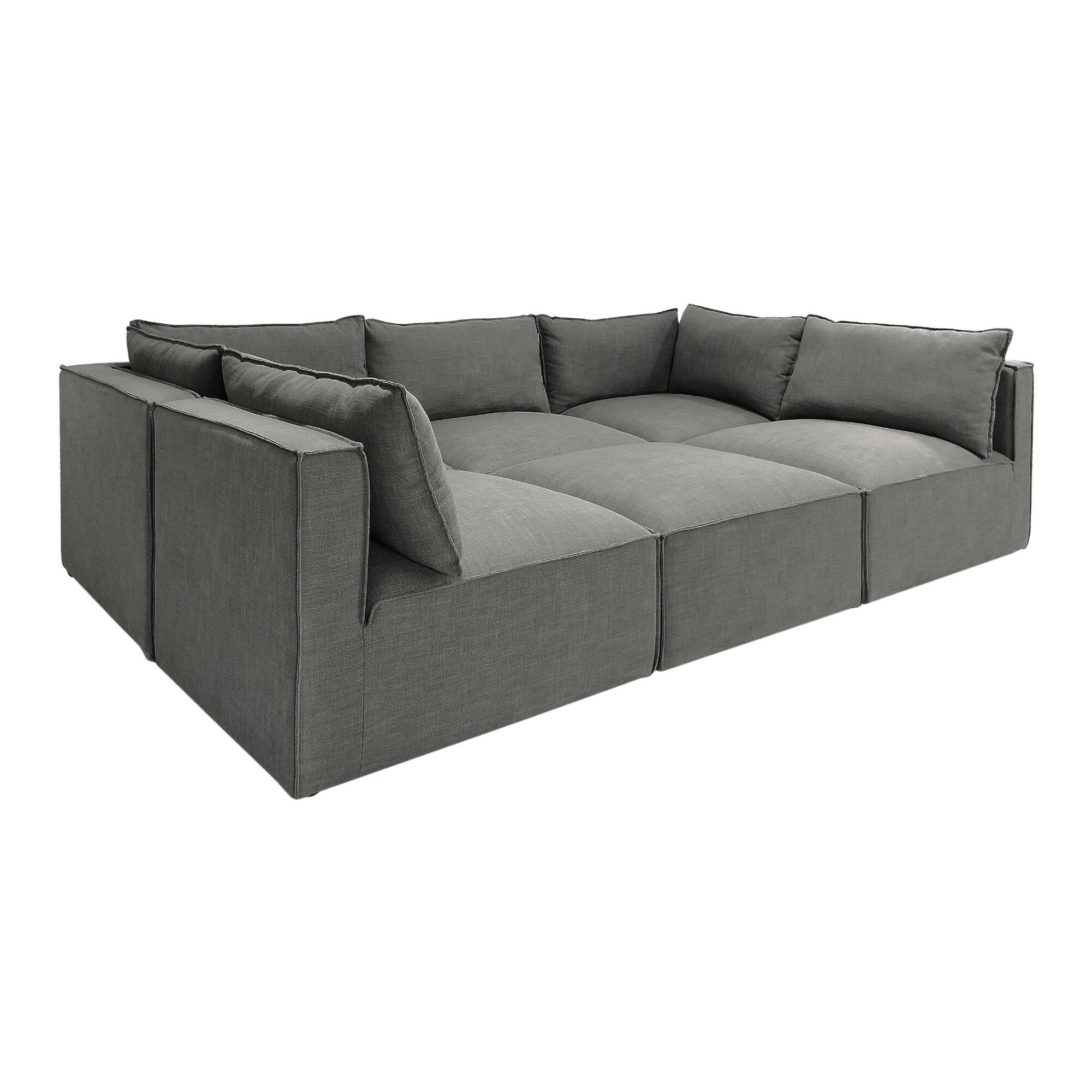 Gray Tyson 6 Piece Modular Pit Sectional Sofa by World Market
