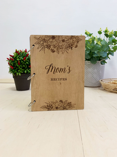 Wooden Recipe Book, Cookbook Notebook, Book Binder, Family Cookbook Christmas Gift For Mom, Daughter, Husband, Wife, Anniversary Gift
