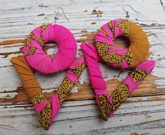 statement Fabric Earrings Pink Leopard