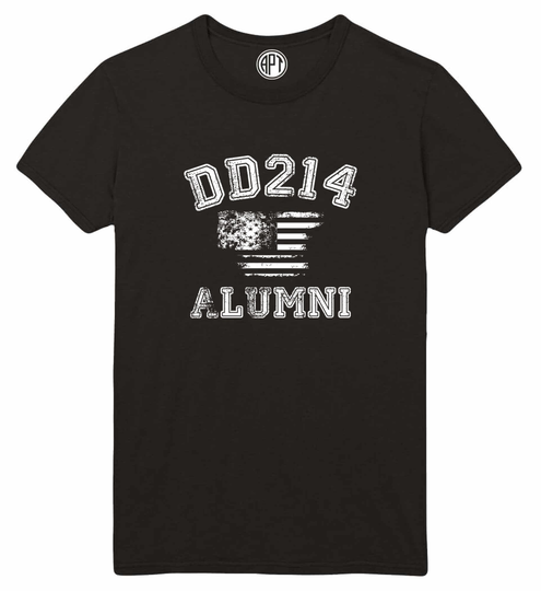 Dd214 Alumni With Flag Unisex Printed Tee Shirt in Regular & Big & Tall Sizes
