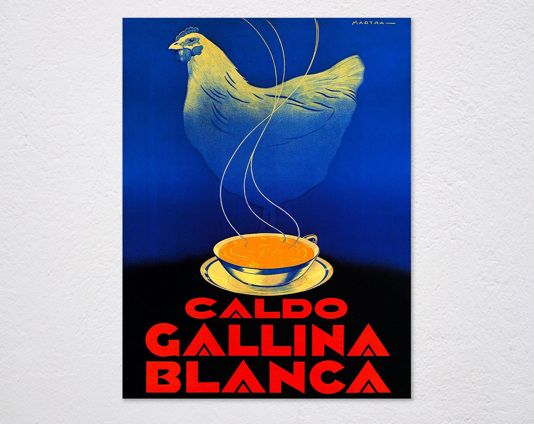 Caldo Gallina Blanca White Chicken Soup Comfort Food Health Vintage Retro Poster, Advertising, Wall Art Canvas