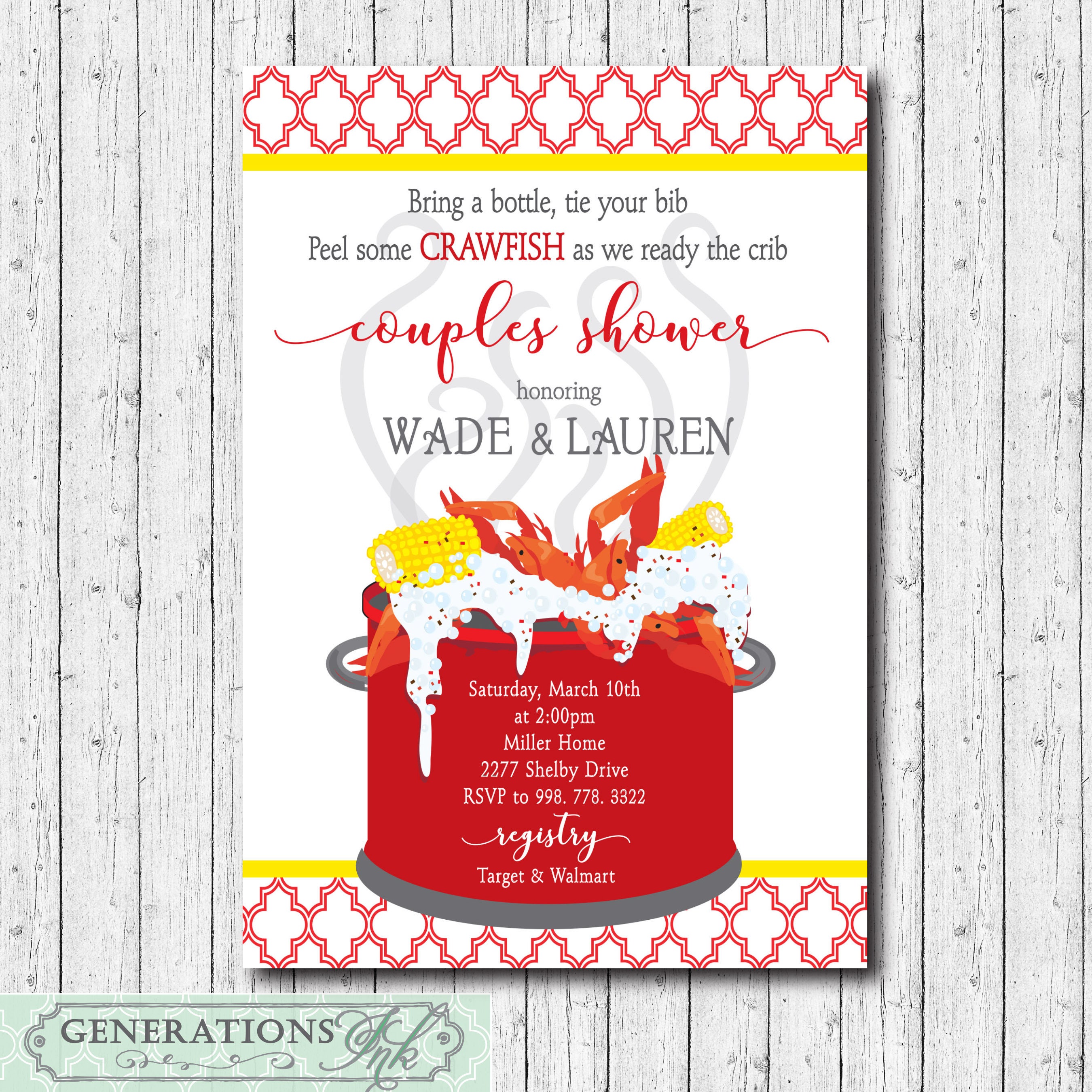 Crawfish Boil Invitation, Couples Baby Shower, Shrimp Boil, Seafood Shower Digital Or Printed