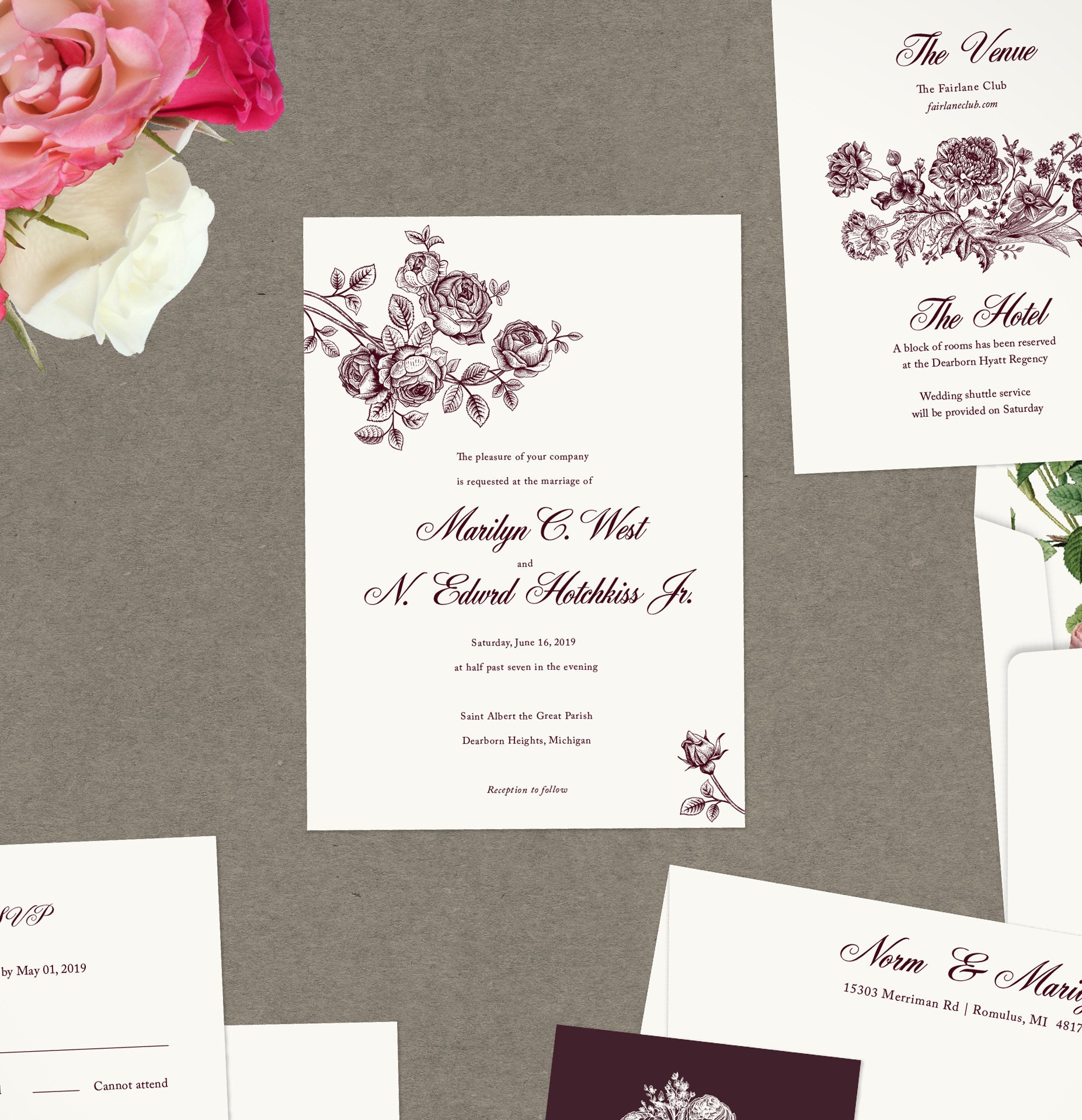 Floral Etching Wedding Invitations, Custom Invitation, Printable Printed Invite, Wedding, Vintage, 18017