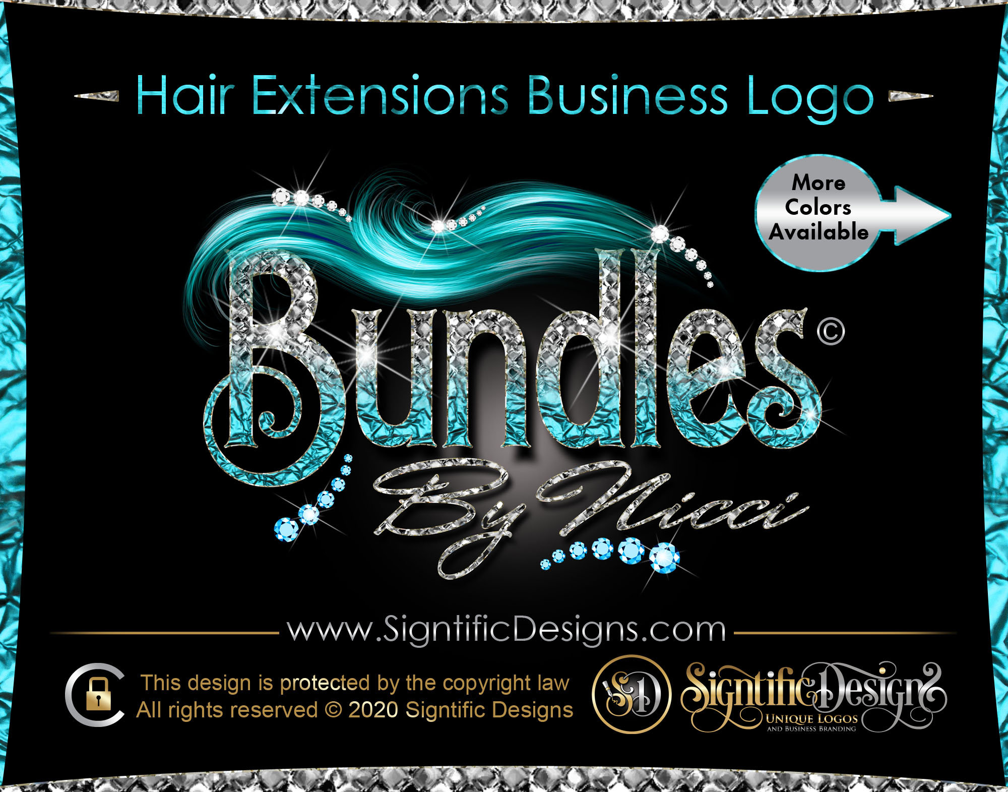 Hair Logo, Bling Bundle Logo, Extension Diamond Business Wig Branding, Logo Design