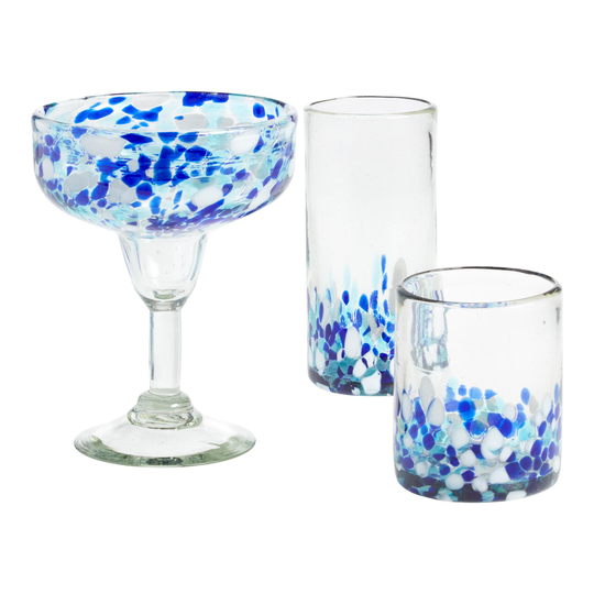 Blue Confetti Handcrafted Glassware Collection by World Market