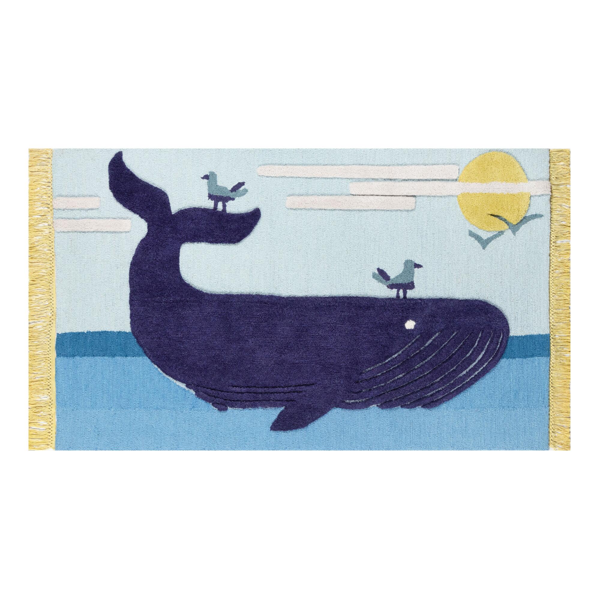 Blue Whale Wool Area Rug by World Market